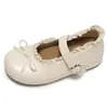 Sapatos femininos de couro estilo sapatilha bico redondo com sola grossa, novo modelo outono 2026, sapatos Mary Jane franceses retrô com sola macia que aumentam a altura