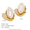 Pendientes de Acero Inoxidable Chapado en Oro de 18K Imitación Perla Barroca Anillo Abierto Joyería Elegante y Exquisita Transfronteriza Europea y Americana