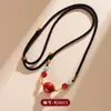 Collar Colgante de Cuentas de la Fortuna de Cinabrio Rojo Imperial Natural Crudo al por Mayor, Joyería de Cadena para Suéter Moda y Sencilla