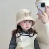 Chapéu Infantil Outono e Inverno Quente Espesso de Pelúcia Chapéu Balde para Meninas, Estiloso Versão Coreana Chapéu de Pescador de Tricô Tendência
