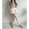 Meias Altas Acima do Joelho de Cor Sólida, Meias Femininas, Meias de Algodão Felpudas Macias de Outono e Inverno, Costura com Padrão Vertical, Meias Femininas de Comprimento Médio Estilo Preguiçoso