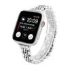 Adecuado para Correa de Acero de Siete Perlas para Apple Watch, Correa de Acero para Reloj de Mujer, Correa de Metal Moderna y Versátil S10S11