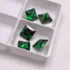 Anillo Cuadrado Princesa de Esmeralda con Circonita Cuadrada Verde Piedra Suelta al por Mayor