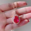 Zhuang Shengsheng Joyería Simulación Corindón Rojo Oro Rosa de 18 Quilates Huevo de Paloma Grande 8*10 Traje Rojo