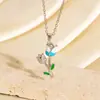 Colar de Acessórios de Tulipa Doce Transfronteiriço para Mulheres, Temperamento Fresco, Colar de Flor de Luxo Leve, Corrente de Suéter da Moda