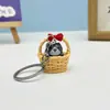 Llavero Colgante Creativo de Gato Gatito en Cesta de Bambú Colgante Lindo para Mochila Escolar Adornos Decorativos Caja Ciega Bolsita Ciega Accesorios