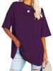 Amazon desea comercio exterior transfronterizo Europa y Estados Unidos 2024 verano nuevo talla grande holgada color sólido cuello redondo manga corta camiseta mujer