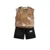Conjunto de Pantalones Cargo de Verano y Chaleco con Letras para Niños, Conjunto Casual Delgado de Dos Piezas para Niños, Ropa Infantil de Exportación para Niños Pequeños y Medianos