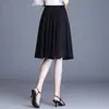 Falda de Gasa para Mujer Falda Corta Verano Nueva Cintura Alta Falda de Línea A talla extra Falda de Paraguas Negro Caída Falda Larga con Vuelo Media Falda