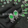 Brincos de Calcedônia Verde Incrustada, Calcedônia Verde Natural Tipo Gelo, Pino de Prata 925, Brincos de Pedra Ágata Cor de Jade