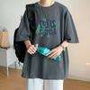 Camiseta de Manga Corta para Hombre 2025 Ins Verano Combinación Total Camiseta Blanca Estilo Hong Kong Holgada Top de Media Manga Ropa de Moda para Enamorados