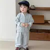 Estilo Coreano Ropa Deportiva Sencilla de Color Sólido para Niños Conjunto de Dos Piezas Traje con Cuello Alto y Cremallera para Bebé Ropa Diaria para Jardín de Infancia Ropa para Niños