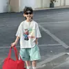 Loja de Algodão Camiseta Infantil Verão Manga Curta Algodão Puro 2026 Nova Versão Coreana Desenho Animado Respirável Versátil Tendência Roupa Infantil