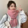Bufanda de Invierno Otoñal de Color Puro Estilo Coreano para Mujer 2024 Flecos Forro Polar Engrosamiento Moda Versátil Estudiante Bufanda Cálida Pareja