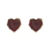 Pendientes Sencillos de Goteo de Aceite Color Vino Tinto, Pequeños Colgantes de Pendientes con Forma de Corazón Dulce Estilo Chanel para Mujer, Pendientes de Plata de Alta Gama Lujo Moda