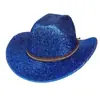 Chapéu de Cowboy Ocidental com Lantejoulas Novo Europeu e Americano Chapéu de Coco para Palco Festa Homens e Mulheres Aba Larga Chapéu de Jazz Dourado Prata Tendência