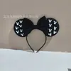 Diadema Transfronteriza Nueva Perla Cabeza de Mickey Accesorios para el Cabello de Bebé Europeos y Americanos Decoración de Parque de Atracciones Terciopelo Cabeza de Minnie