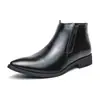 Botines Chelsea de Puntera Puntiaguda para Hombre Talla Grande Transfronterizos Moda Británica Formal de Negocios Casual Zapatos de Cuero de Caña Alta Botines Cortos para el Trabajo