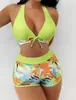 2027 Nuevo Bikini de Dos Piezas Transfronterizo Europeo y Americano Traje de Baño para Mujer Sexy Estampado con Tirantes Bikini Playa Traje de Baño para Mujer