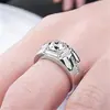 Anillo para Hombre de Nuevo Estilo, Anillo de Diamante Elegante y Audaz, Anillo de Diamante Simulado para Hombre, Anillo de Moissanita Chapado en Platino al por Mayor