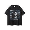 Camiseta de manga corta estilo hip-hop estilo americano con estampado de parodia, de 260 g, con lavado intenso y base de agua, estilo Joker, para hombre