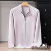 Suéter de cachemira para hombre con cárdigan de cremallera engrosado, 100% cachemira pura de cabra, camiseta básica casual para hombre