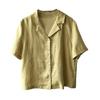[Serie de personalización elegante de Rongzheng] Camisa corta 100 % lino para mujer, nueva blusa versátil y estilizada.