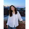 Camisa Ligera de Estilo Old Money para Mujer, Blanca, con Cuello y Botones, Corte Relajado, Adelgazante, Top Versátil para el Trabajo