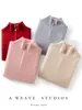 Suéter de cachemira de otoño e invierno con media cremallera y cuello alto, diseño de punto acanalado, adecuado tanto para niños como para niñas, un cálido top de capa base