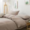 Juego de Cuatro Piezas de Algodón Estilo Japonés Muji Juego de Ropa de Cama de Algodón Tejido Rayado Sábana Bajera de Algodón