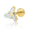 Brincos Triangulares com Diamante Cintilante em Liga de Titânio F136, Anéis Rombos com Zircônia, Piercings Labiais Triangulares, Joias para Piercing Atacado