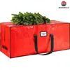 Saco de armazenamento para árvore de Natal de 2,7 metros, PE vermelho, espessado, à prova d'água, durável, alça reforçada, zíper duplo, antiderrapante