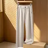 Calças casuais masculinas de acetato texturizado e lã para primavera e outono, calças esportivas de perna larga retas e largas, calças estilo pai plus size