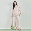 Roupa de Maternidade para Primavera e Verão, Estilo Fino que Pode Ser Usado Fora de Casa, Pijama de Maternidade para Casa, Conjunto de Manga Curta e Shorts, Roupa Fina de Maternidade Pós-parto