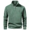 Sudadera Casual para Hombre con Media Cremallera y Cuello Alto, Color Sólido, Forro Polar, Gruesa, Corte Holgado, Jersey, Chaqueta Casual