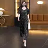 Conjunto Casual Personalizado Verano Nuevo Elegante Reductor de Edad Holgado Adelgazante Brote de Flor Manga Corta Pantalones de Pierna Ancha Conjunto de Dos Piezas
