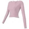 Ropa de yoga transfronteriza de alta calidad, elegante top deportivo de dos piezas de manga larga para mujer con almohadilla para el pecho, traje de primavera y verano nuevo