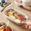 Caja de embalaje de frutas, lonchera desechable, para excursiones de primavera, picnic, camping, almuerzo, comida ligera, corte, doble compartimento separado para exteriores