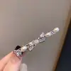 Grampo de Cabelo Laço com Strass Estilo Coreano, Presilha de Cabelo Pérola de Luxo Leve, Versátil para Uso Diário, Presilha Lateral Fixa para Prender Costeletas e Fios Soltos, Acessório de Cabelo