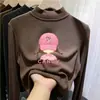 Camiseta térmica de forro polar para niña con cuello alto medio, ropa infantil de dibujos animados para primavera/otoño/invierno, top interior cálido para niños, moderno