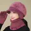 Sombrero de mediana edad y ancianos sombrero de punto de lana de pelo de conejo damas otoño e invierno cálido sombrero de madre invierno de anciana abuela
