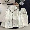 Pijama infantil de estilo coreano para niñas, algodón nube, manga larga para primavera y otoño, ropa de casa para niñas pequeñas, conjunto de dibujos animados