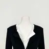 Camisa negra de cuello falso de dos piezas, diseño ajustado para chicas calientes, top de punto de manga larga, mohair, corte ajustado, con etiquetas