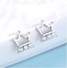 Brincos de coroa de diamante europeus e americanos Runxin, brincos femininos requintados e pequenos de zircônia, joias de orelha de coroa da moda estudantil