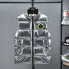 Chaleco Brillante Europeo Transfronterizo Lavable para Hombre de Algodón Plumón con Cuello Vertical Talla Grande Casual Chaleco Superior Combinable