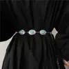 Corrente de Cintura Metálica Esculpida Moda Retrô para Mulheres Estilo Boêmio Acessórios de Cinto Turquesa Acessórios de Cintura para Saia Jeans