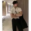 Camiseta de Tricô Manga Curta para Homem, Gola Henley, Corte Justo, Cor Sólida, Estilo Old Money, Seda Gelada, Verão, Atacado de Fábrica Transfronteiriço