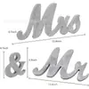 Adornos de madera creativos MR & MRS letra inglesa plateado dorado logo de escritorio decoraciones accesorios para sesión de fotos de boda