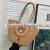 Nova Bolsa de Palha Tecida Bolsa de Ombro Bolsa de Mão Simples Bolsa Saco de Palha Tecida Crossbody Férias na Tailândia Bolsa Tote de Corda de Algodão