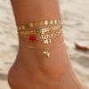 Europa y Estados Unidos pulsera de tobillo explosiva transfronteriza pulsera de tobillo de amor personalidad multicapa simple elefante mariposa pulsera de tobillo de playa adornos para el pie de mujer